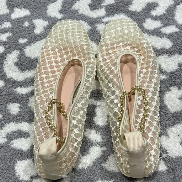 Quinn embellished removable ankle-strap ballet flats in mesh - Picture 3 of 5